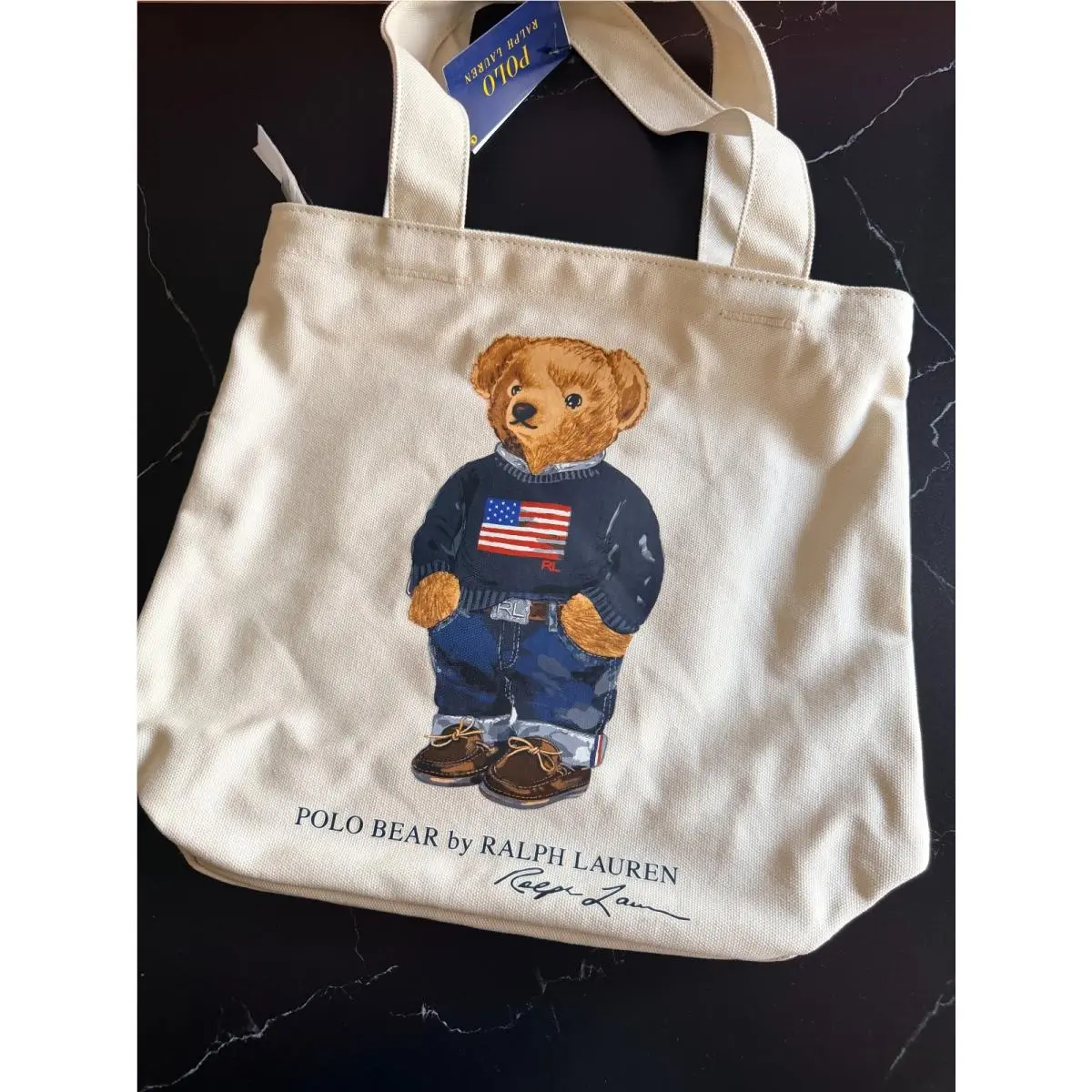 Polo Bear Cotton Canvas Tote Gift Box Included by Ralph Lauren