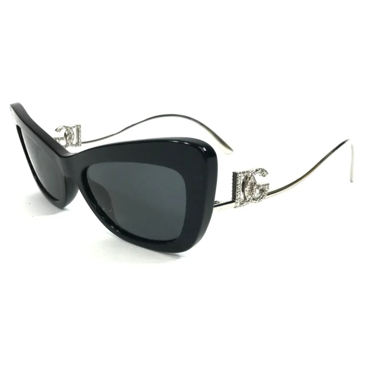 Dolce Gabbana Sunglasses DG4467-B 501/87 Black Silver Crystals w/ Grey Lenses