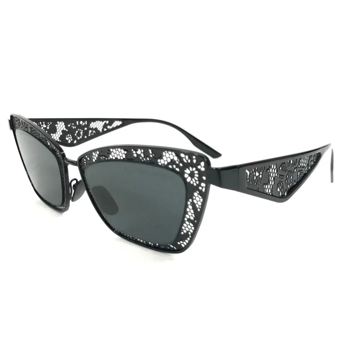 Dolce Gabbana Sunglasses DG2311 01/87 Black Floral Frames w/ Dark Grey Lenses by Dolce & Gabbana
