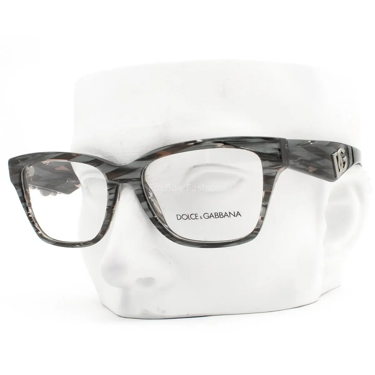 Dolce Gabbana Eyeglasses Glasses DG 3370 3187 Striped Black Gray 54mm with Case by Dolce & Gabbana