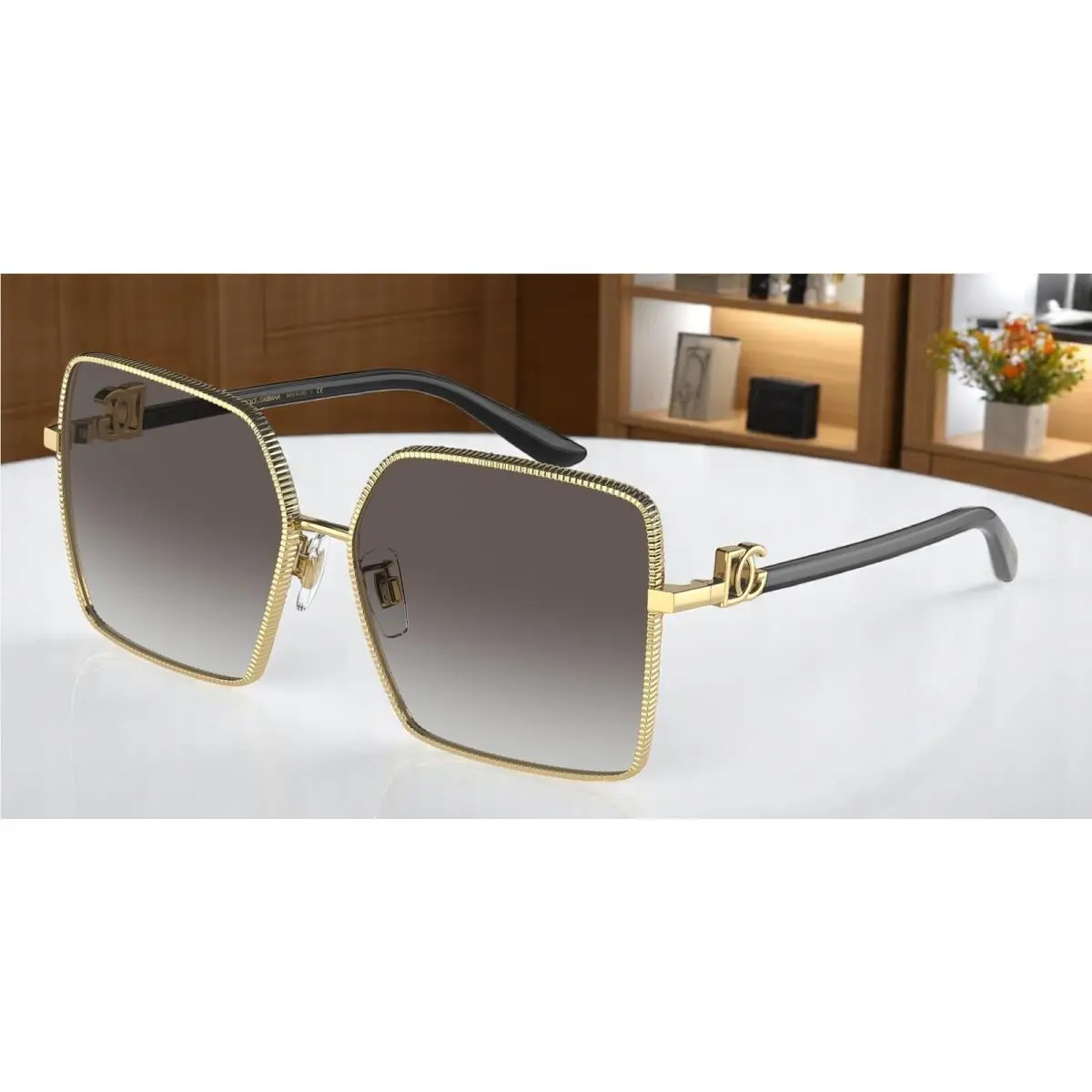 Dolce Gabbana DG2279 02 8G Gold Lt Grey Gradient Black 60 m Women`s Sunglasses