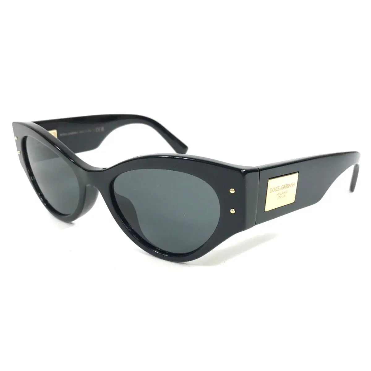 Dolce Gabbana Sunglasses DG4480-F 501/87 Black Gold Asian Fit Dark Grey Lenses