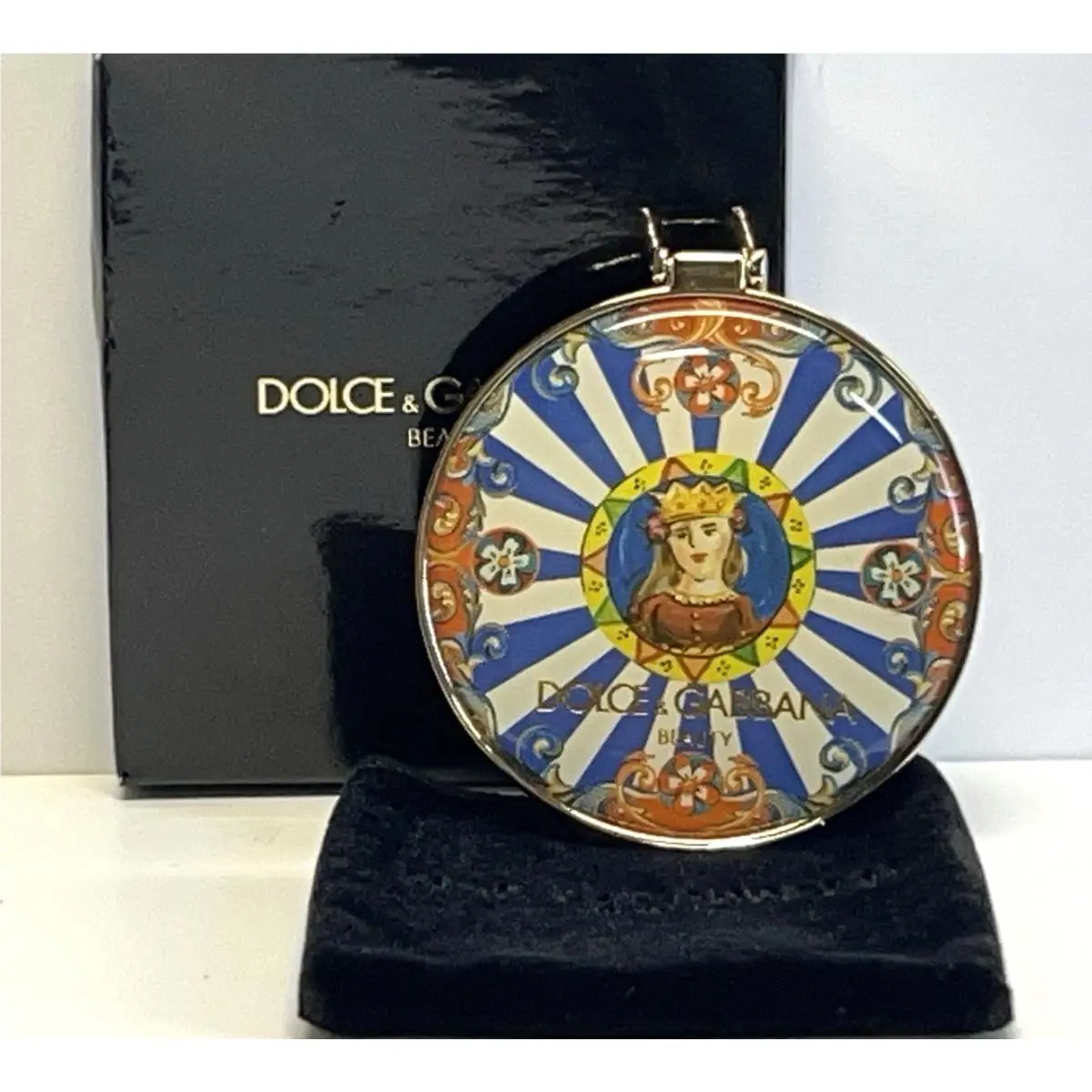 Dolce Gabbana Beauty Round Compact Mirror Pocket Mirror w/ Box Rare Gwp