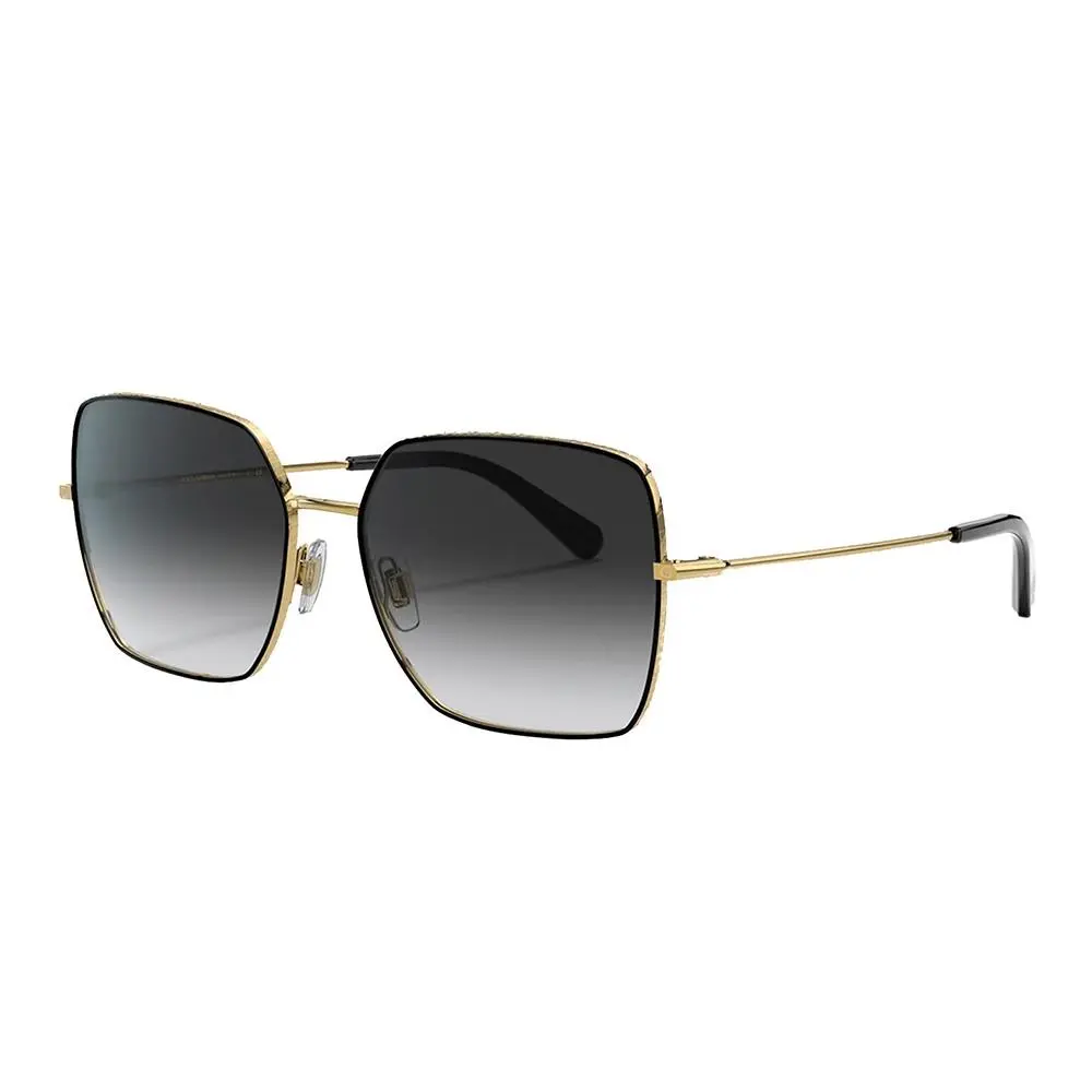 Dolce Gabbana DG 2242 13348G Black Metal Square Sunglasses Grey Gradient Lens by Dolce & Gabbana
