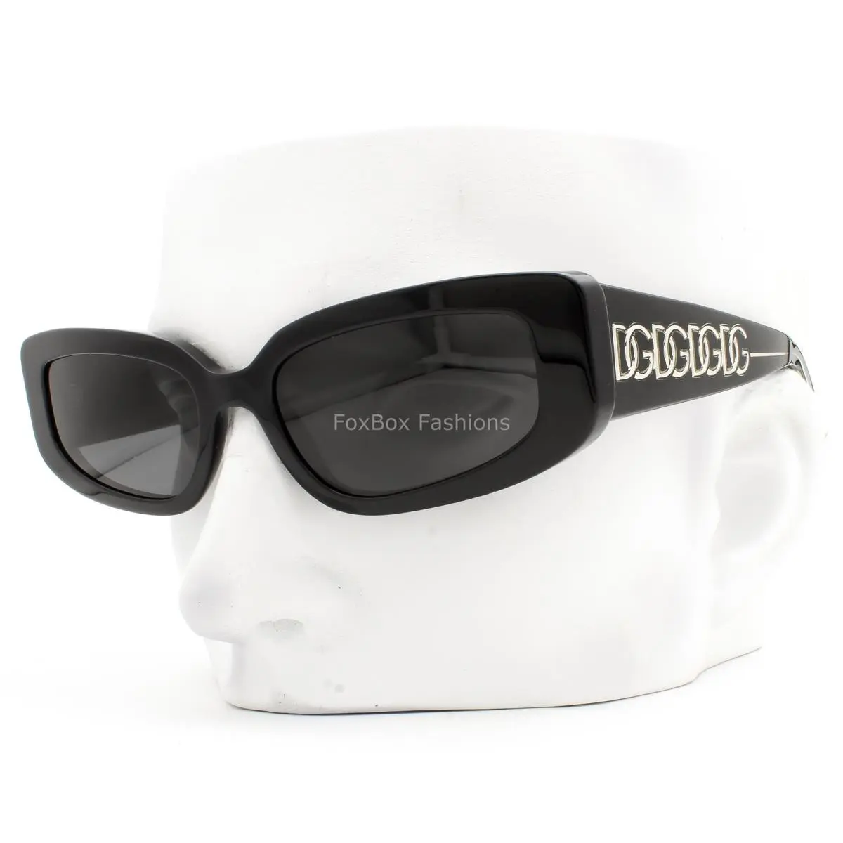 Dolce Gabbana Sunglasses Polished Black on Silver Logo DG 4445 501/87 with Case