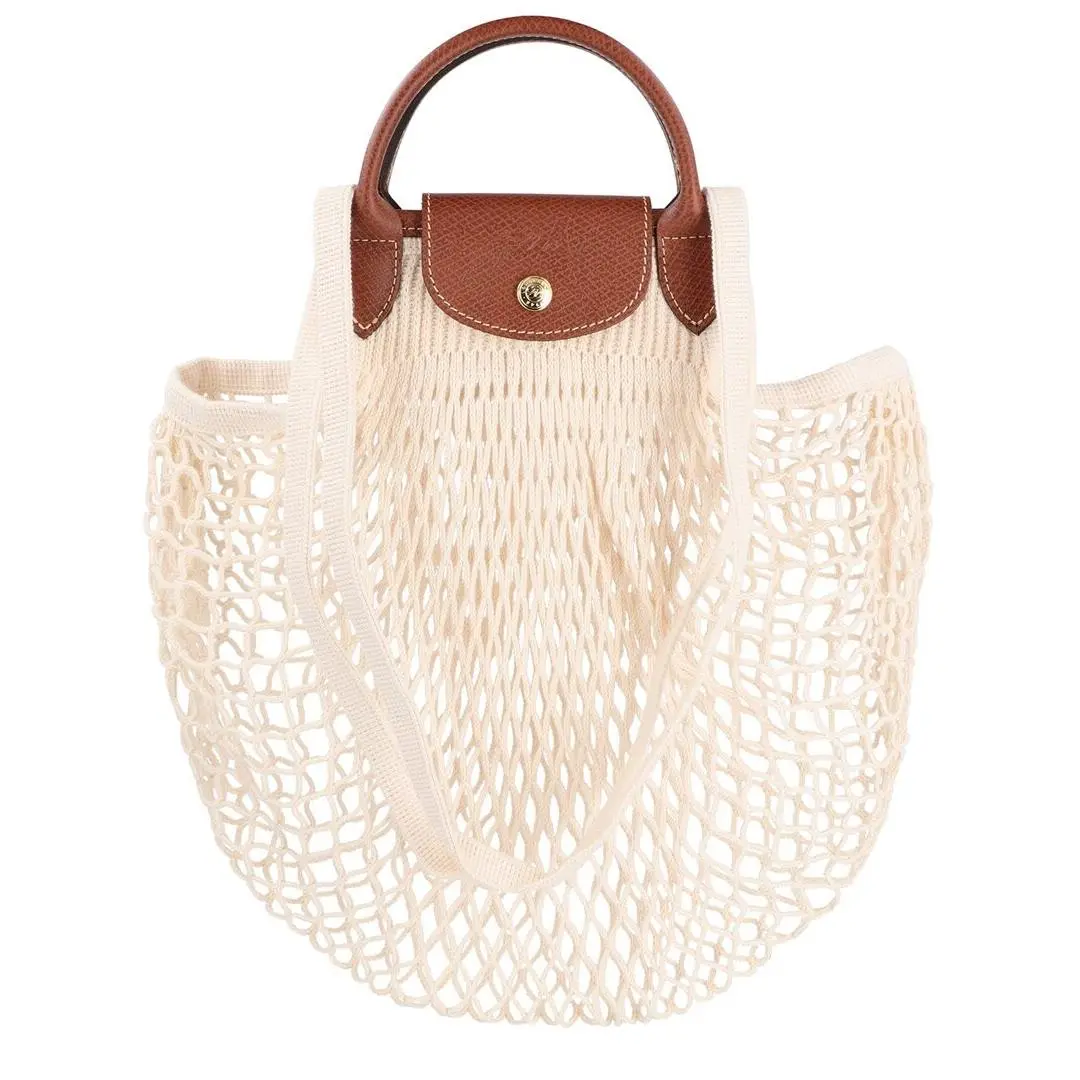 Le Pliage Filet Large Mesh Handle Bag with Strap Women`s White by Longchamp