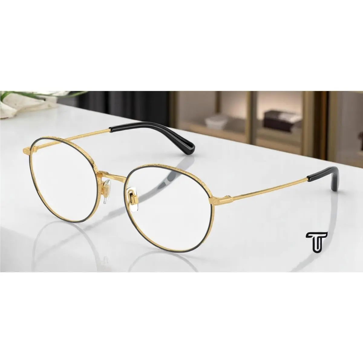 Dolce Gabbana DG1322 1334 Phantos Gold/black Demo Lens 53 mm Womens Eyeglasses