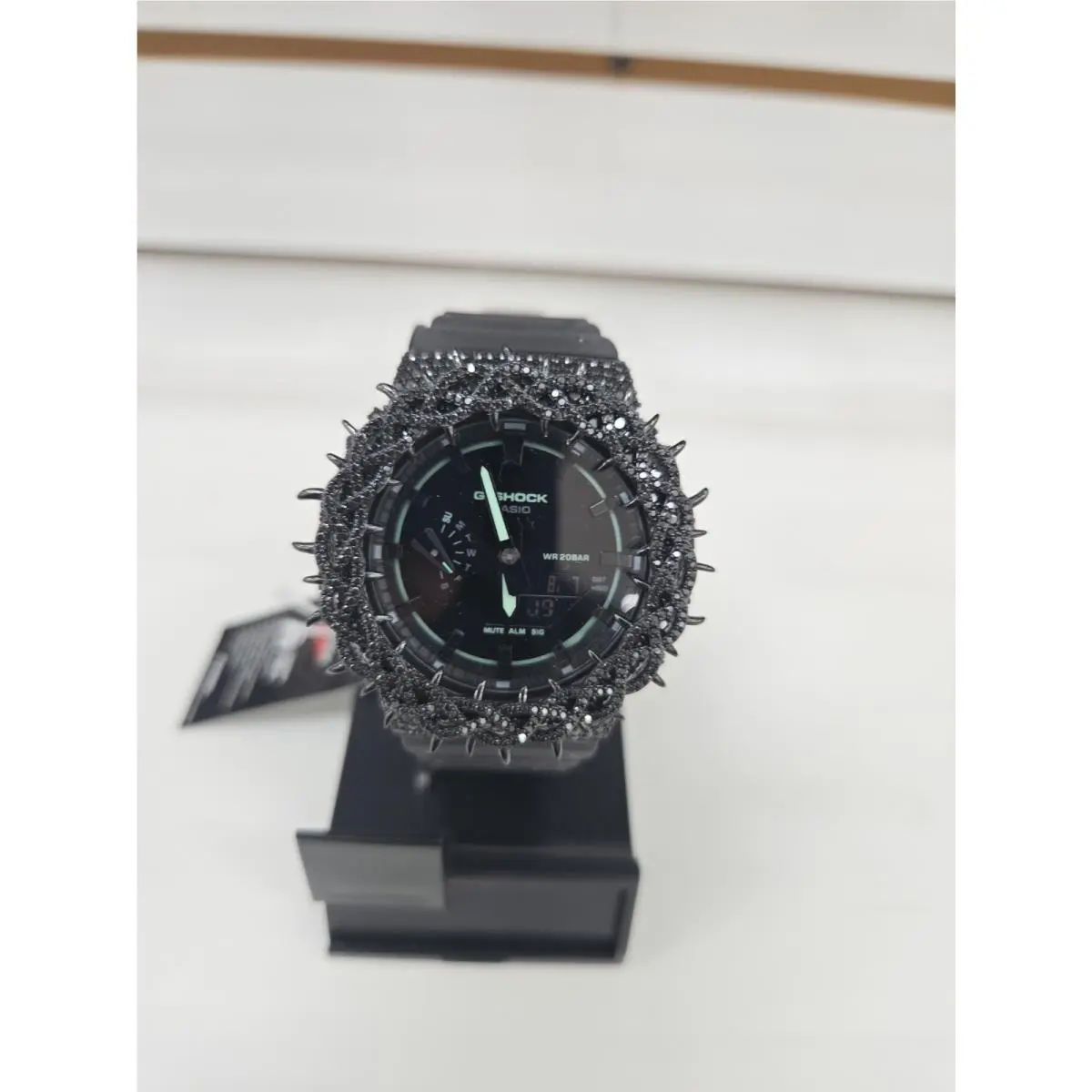 Moissanite G Shock Watch  2100 Model Grey Color Band Black Color Bezel Black by Casio