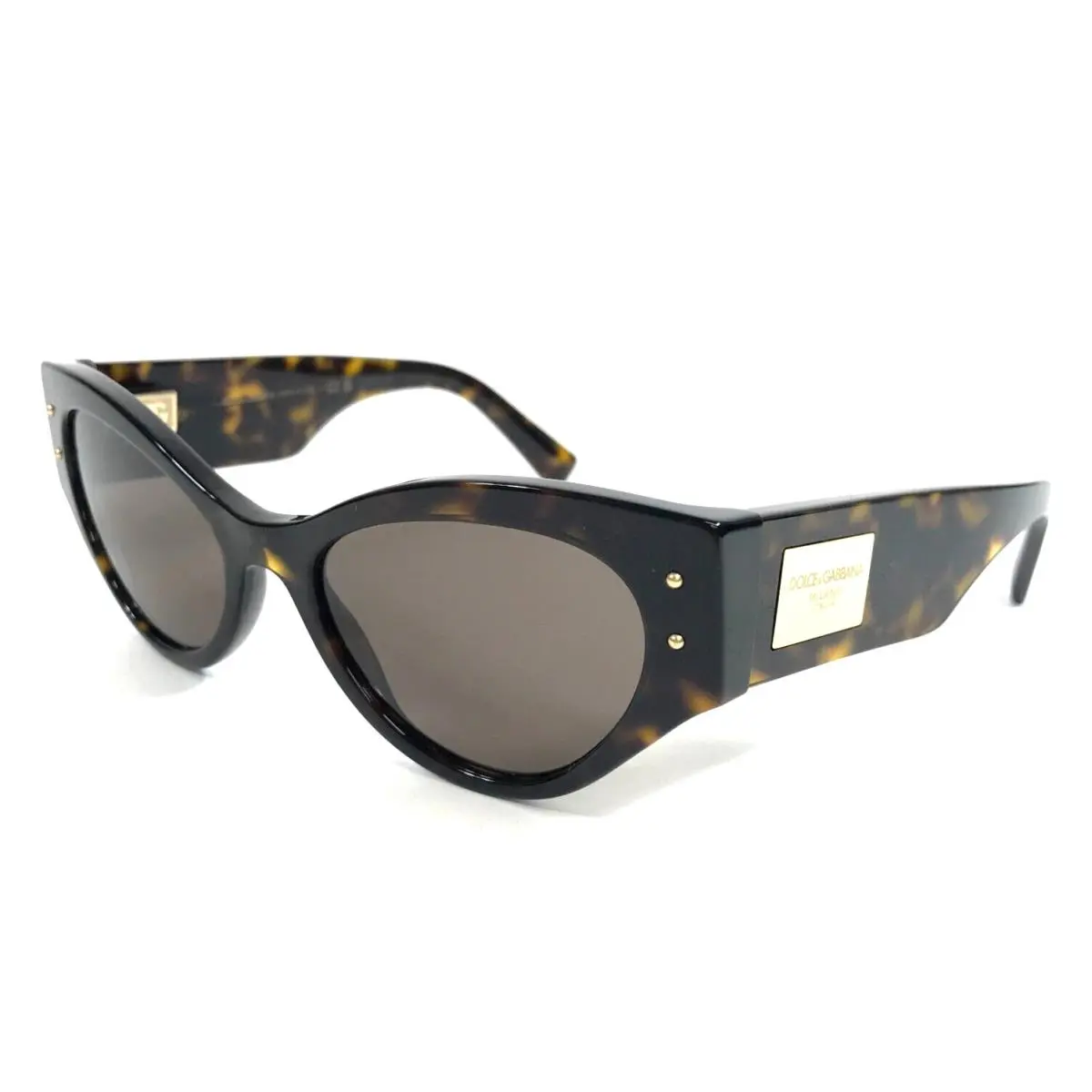 Dolce Gabbana Sunglasses DG4480 502/73 Havana Cat Eye Frames Dark Brown Lenses