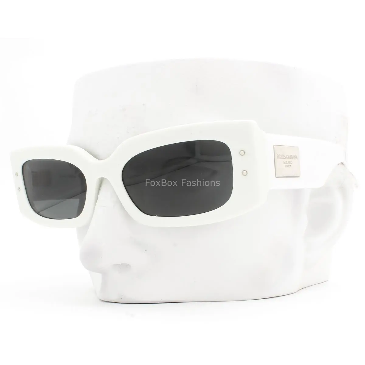 Dolce Gabbana Sunglasses Polished White Silver Logo DG 4479-F 3312/87 with Case