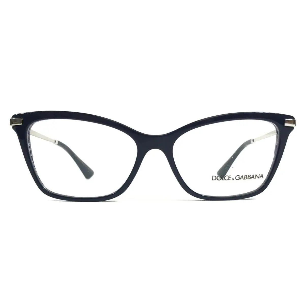 Dolce Gabbana Eyeglasses Frame DG3393 3414 Shiny Blue Silver Cat Eye 56-16-145