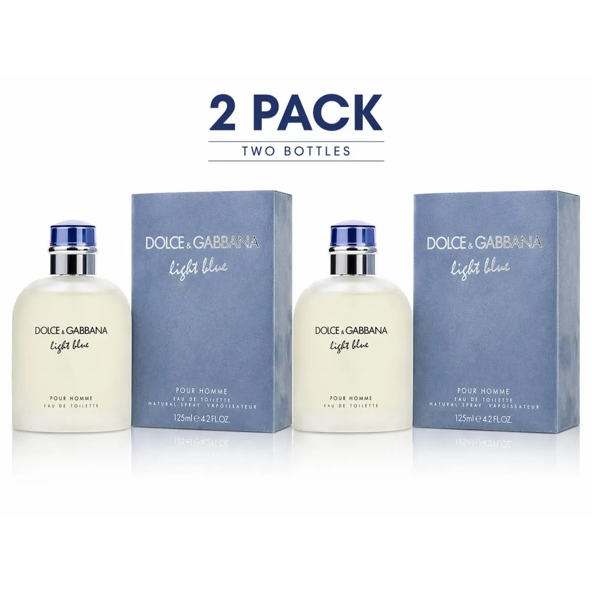 Light Blue by Dolce Gabbana Pour Homme 4.2 oz / 125ml Edt Spray For Men 2 Pack