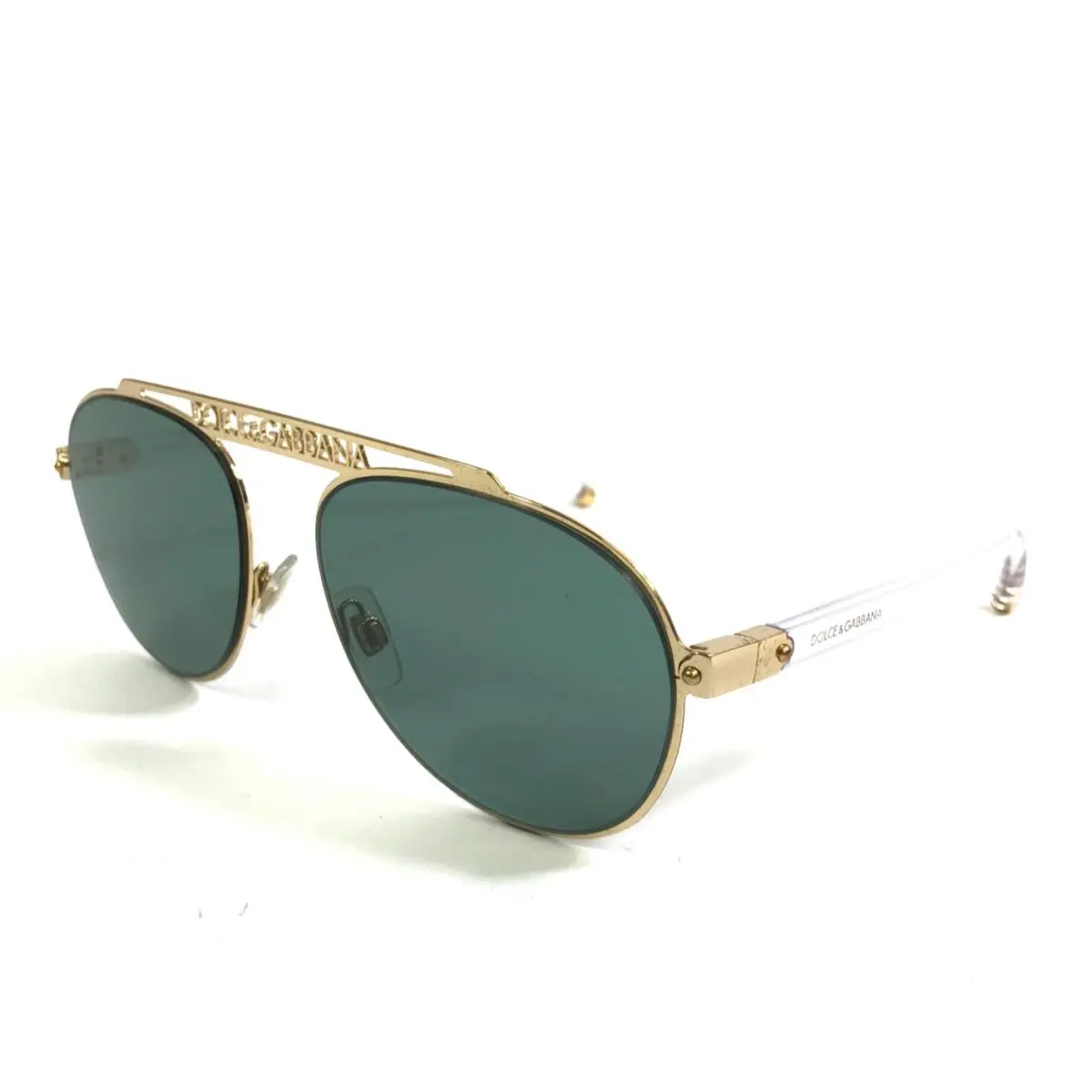 Dolce Gabbana Sunglasses DG2235 02/82 Gold Clear Frames with Dark Green Lenses