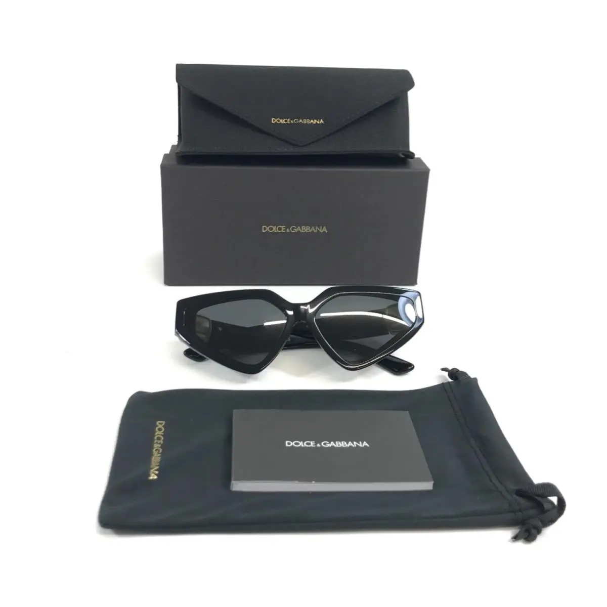 Dolce Gabbana Sunglasses DG4469-F 501/87 Black Gold Frames w/ Dark Grey Lenses