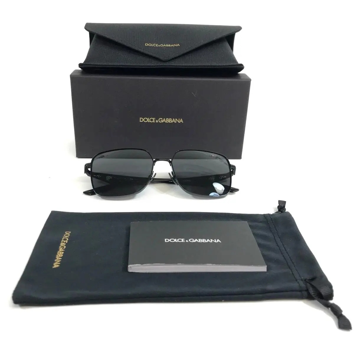Dolce Gabbana Sunglasses DG2310 01/87 Black Square Frames w/ Dark Grey Lenses