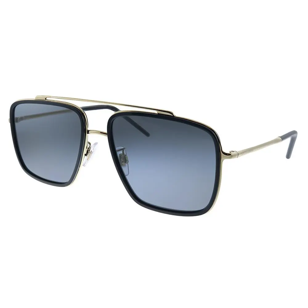 Dolce Gabbana DG 2220 02/81 Gold Black Metal Sunglasses Brown Lens