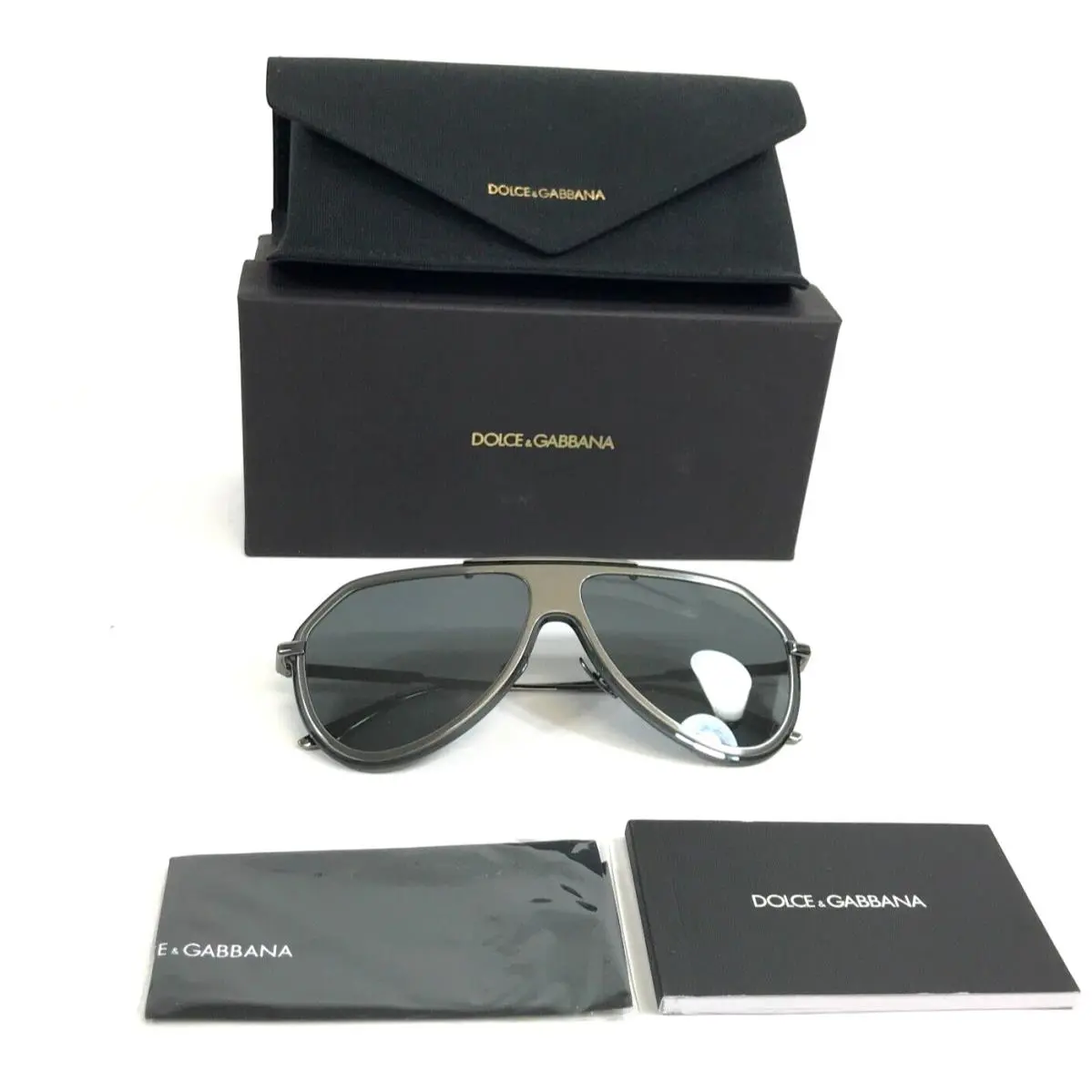 Dolce Gabbana Sunglasses DG2309 1108/6G Brushed Gunmetal w/ Grey Mirror Black