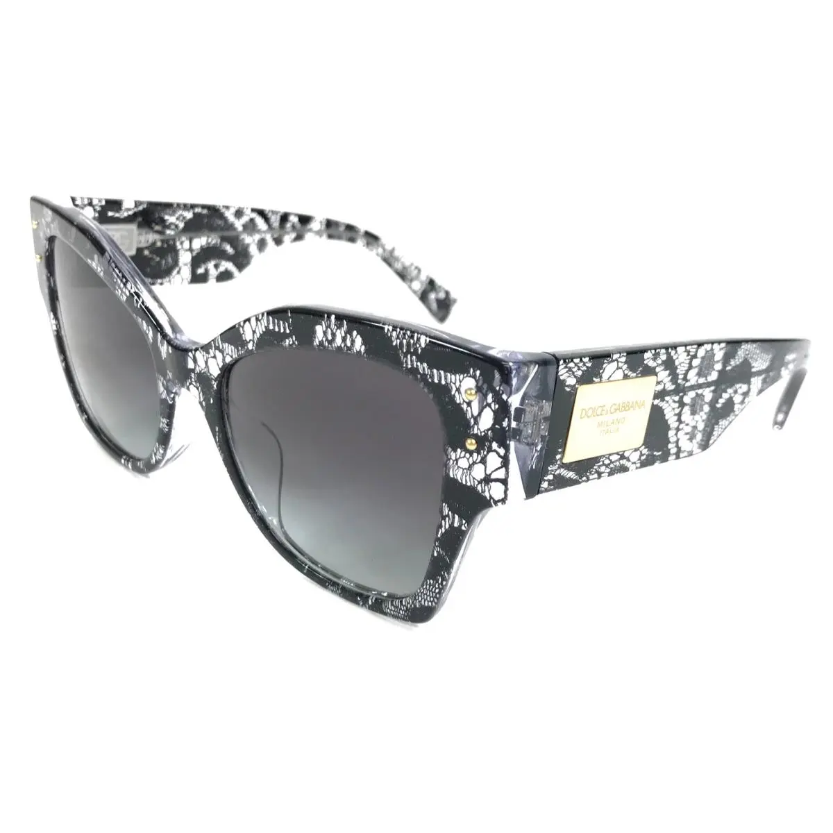 Dolce Gabbana Sunglasses DG4478-F 3287/8G Oversized Black Lace w/ Gray Lenses