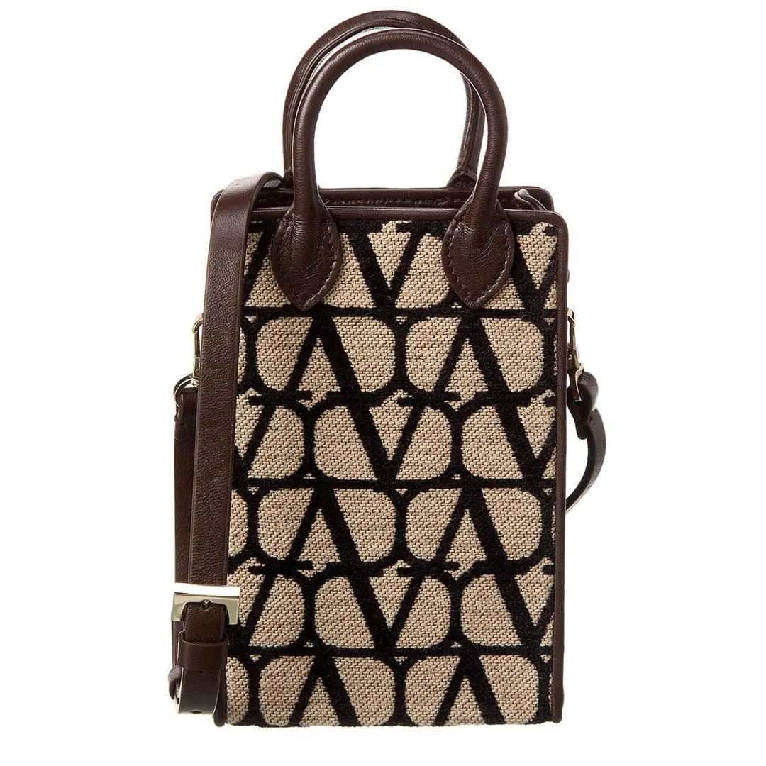 Valentino Mini Toile Iconographe Canvas Leather Satchel Women`s Brown Os