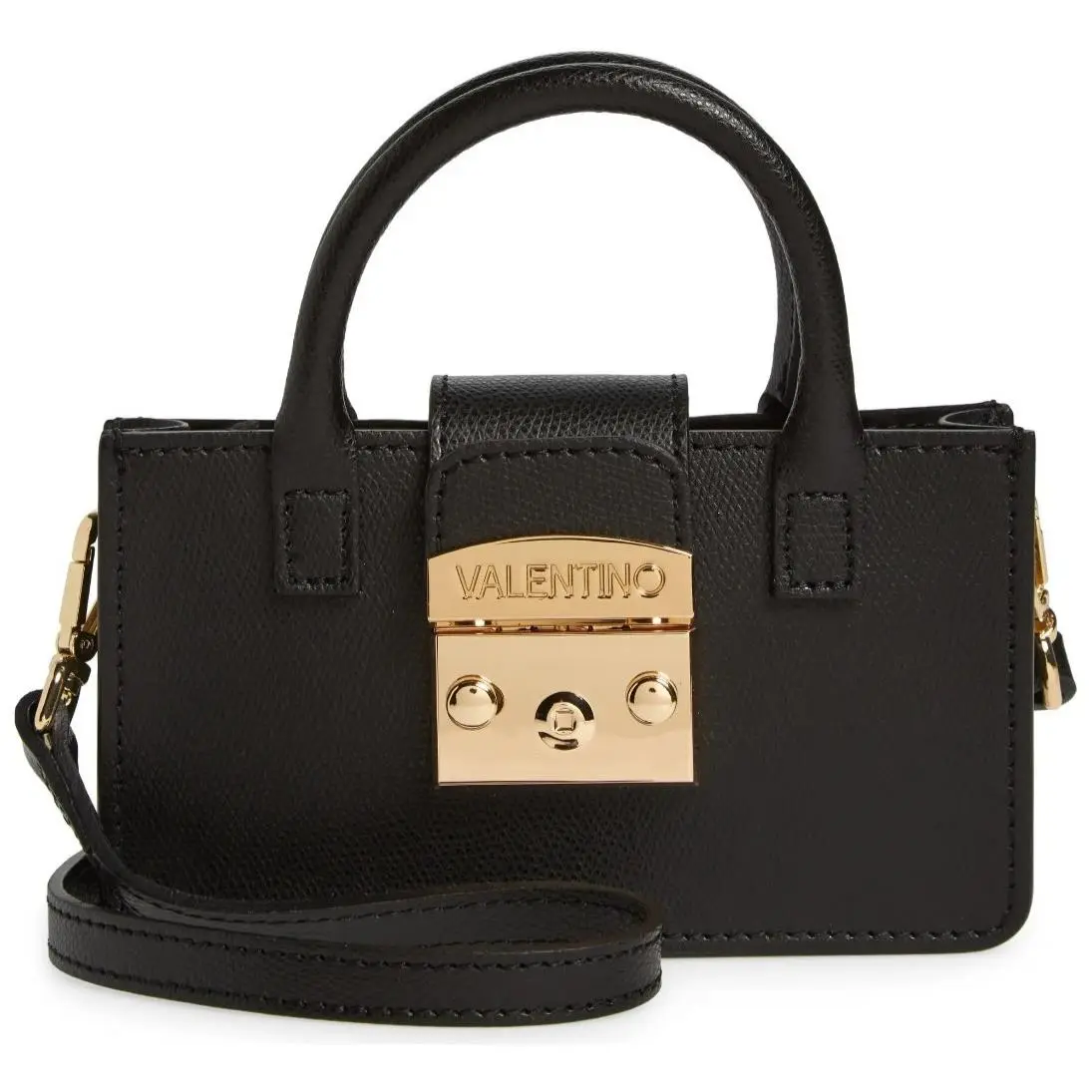 Mario  Poppy Bonbonniere Women`s Leather Crossbody Shoulder Bag Black by Valentino