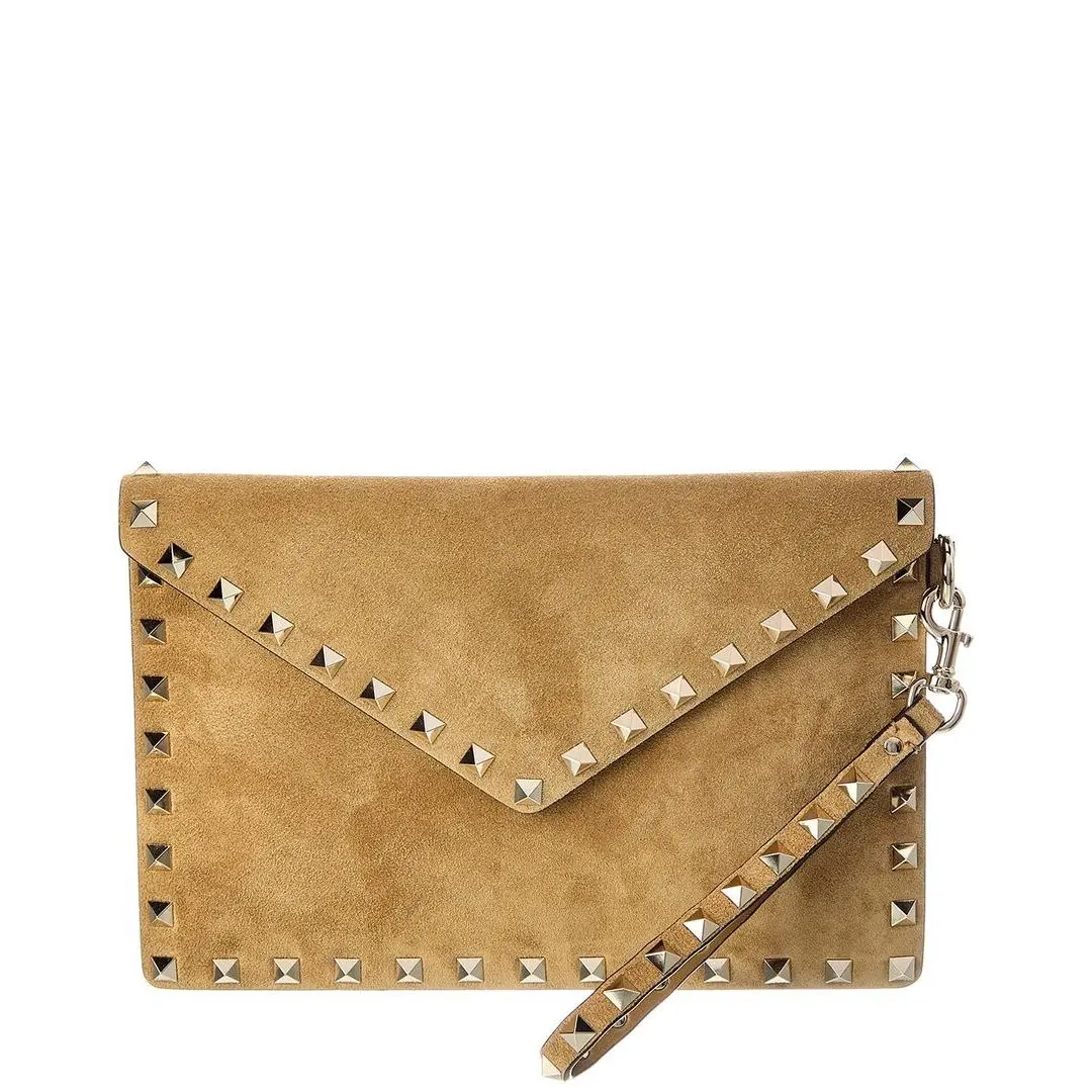 Rockstud Suede Clutch Women`s Brown by Valentino