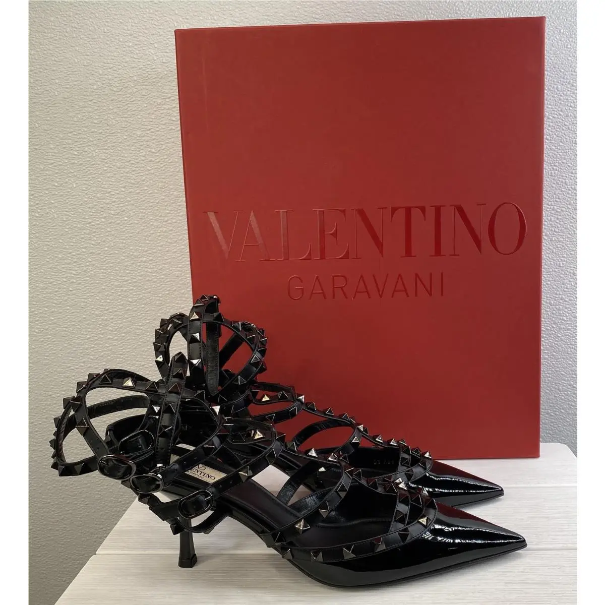 Valentino Garavani 70mm Rockstud Pumps Womens US11 EU41 Black Patent Leather