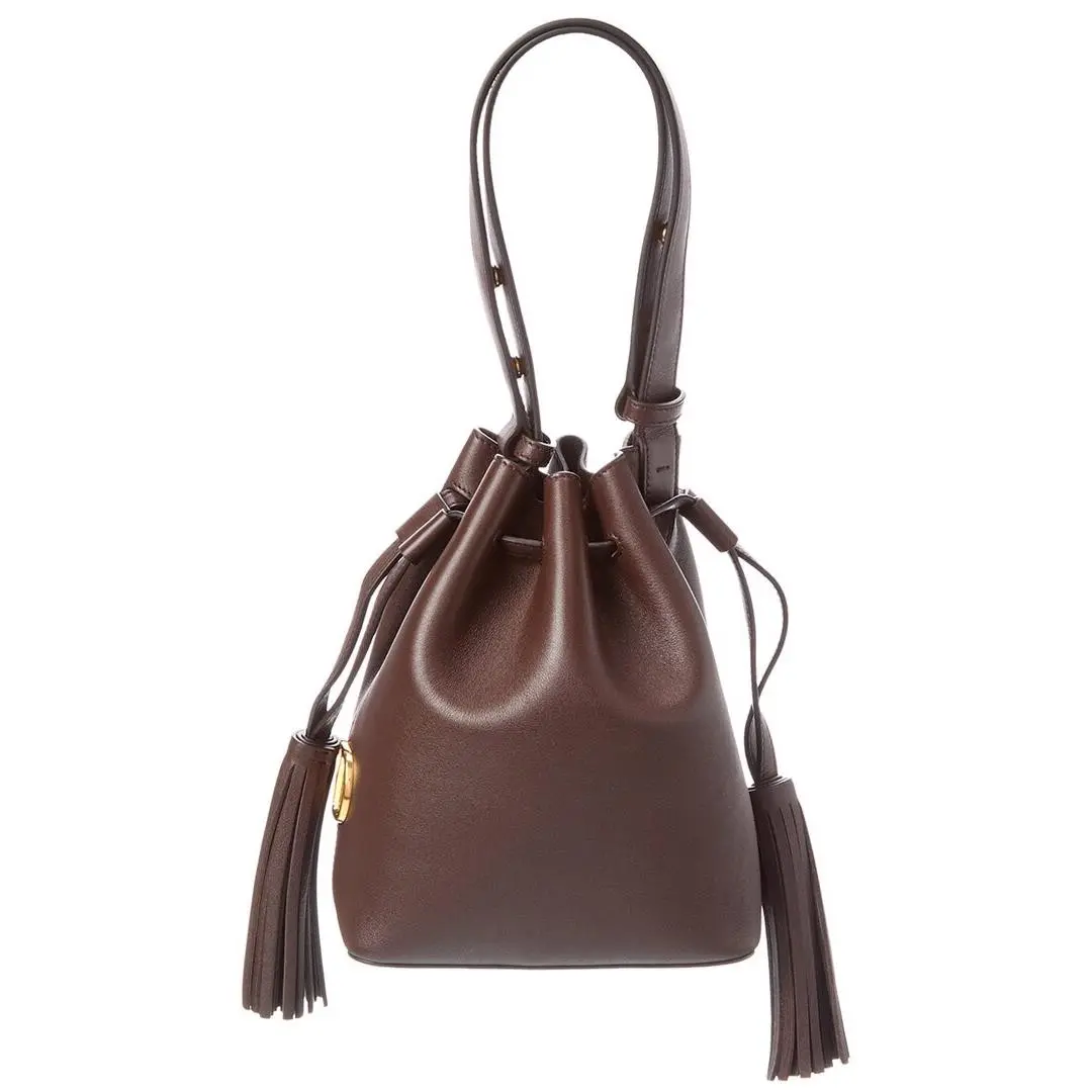 Valentino Vlogo Signature Leather Bucket Bag Women`s Brown - Exterior: Brown