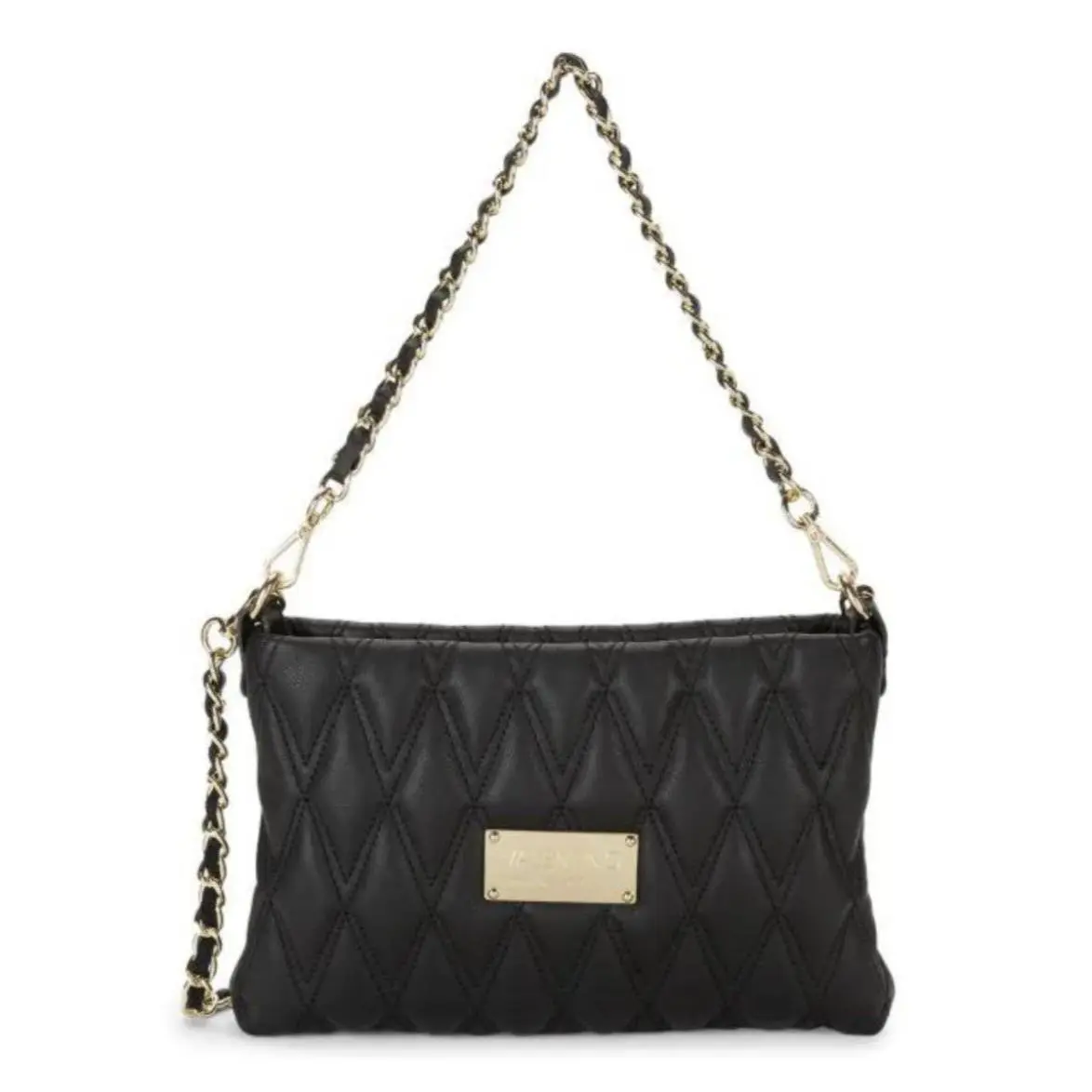 Black Vanille Diamond Quilted Sauvage Chain Strap Bag Black by Valentino