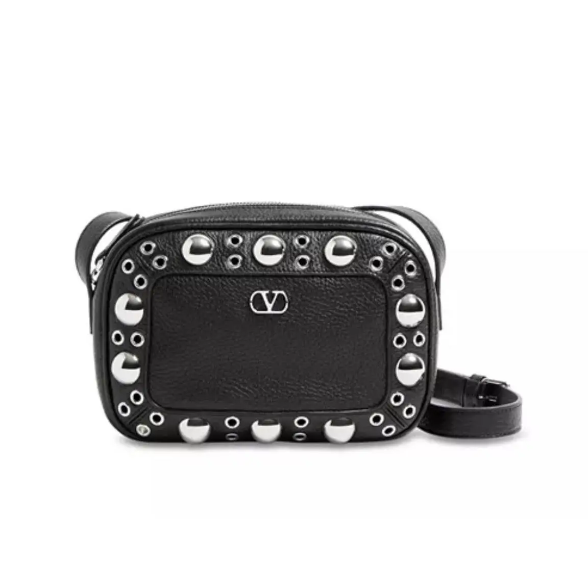 Valentino Garavani Nellcôte Vlogo Crossbody Bag Studded Black Silver
