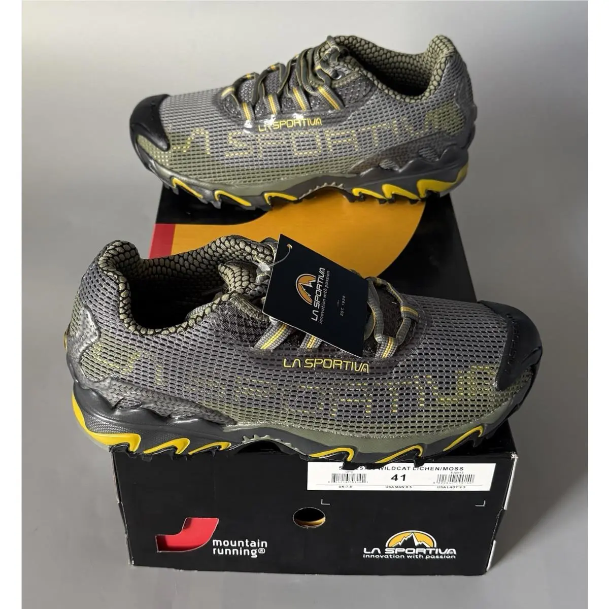 La Sportiva Wildcat Trail Shoes — w/ Box — Men 8.5 Women 9.5 — Lichen/moss