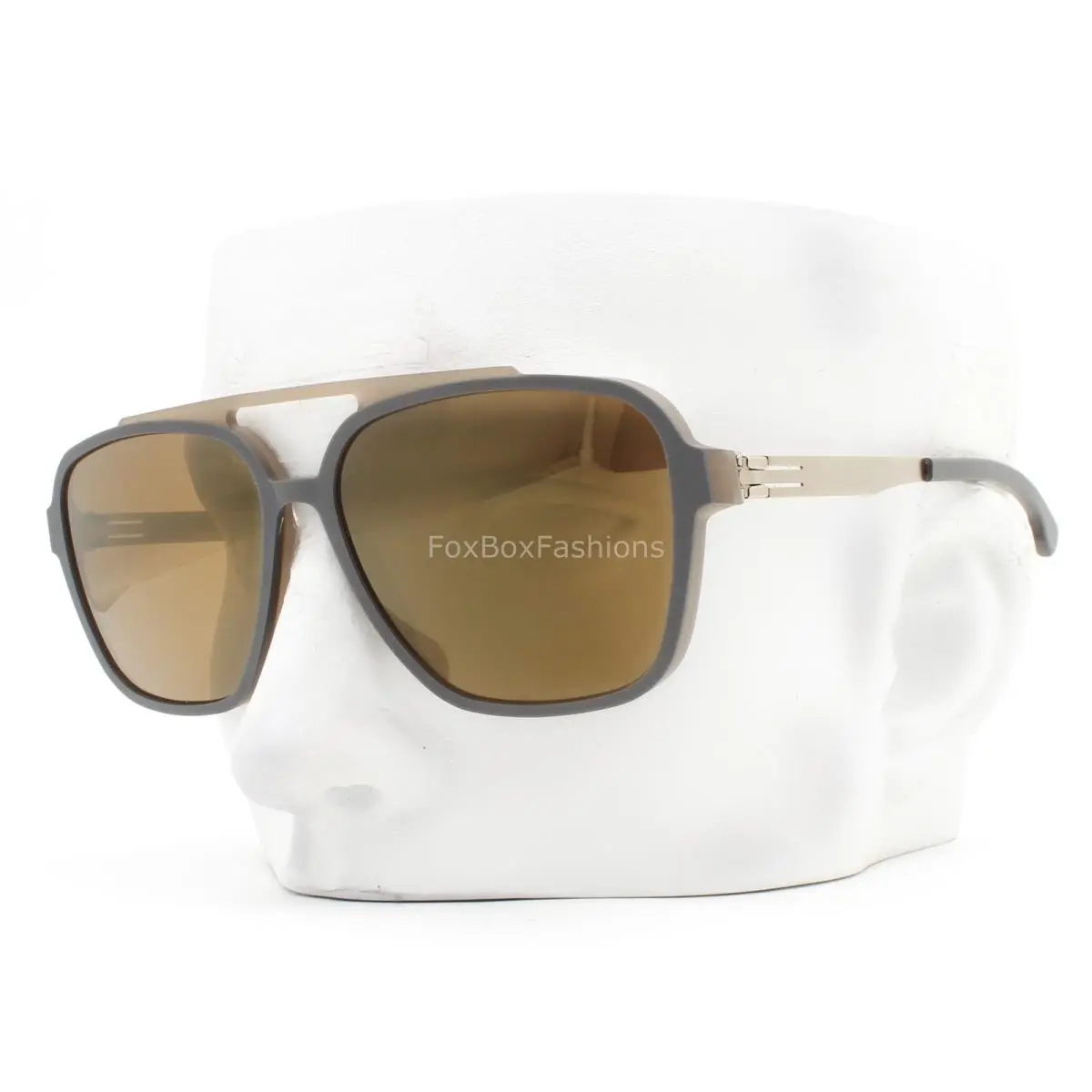 Ic Berlin Henrik B.l. Sunglasses Matte Gray Bronze Polarized Brown with Pouch by ic! berlin