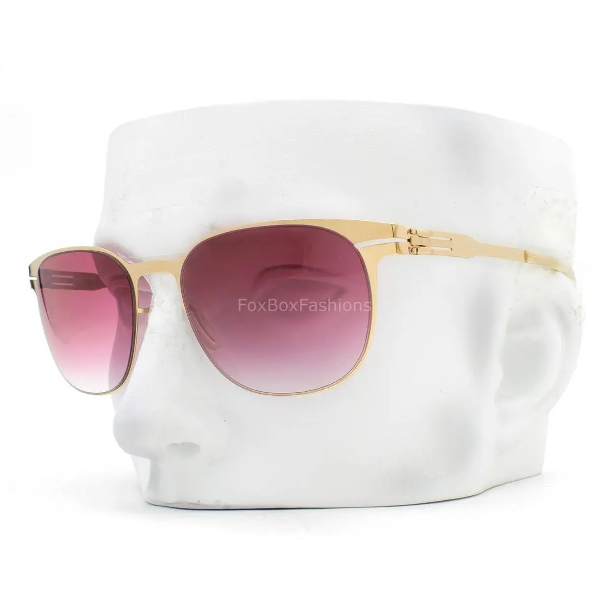 Ic Berlin Wallis Sunglasses Polished Pale Gold Pink Gradient with Case by ic! berlin