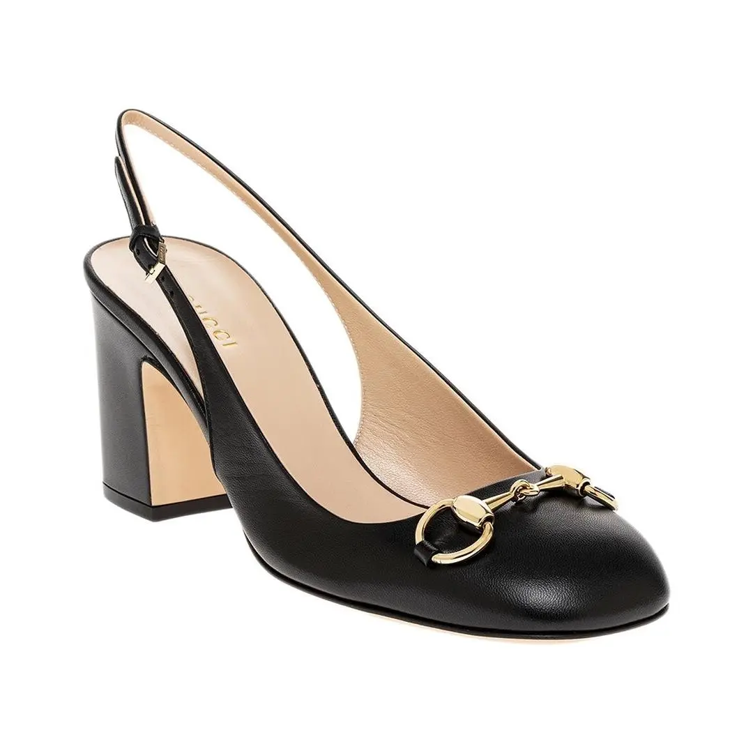 Gucci Horsebit Leather Slingback Pump Women`s 36.5