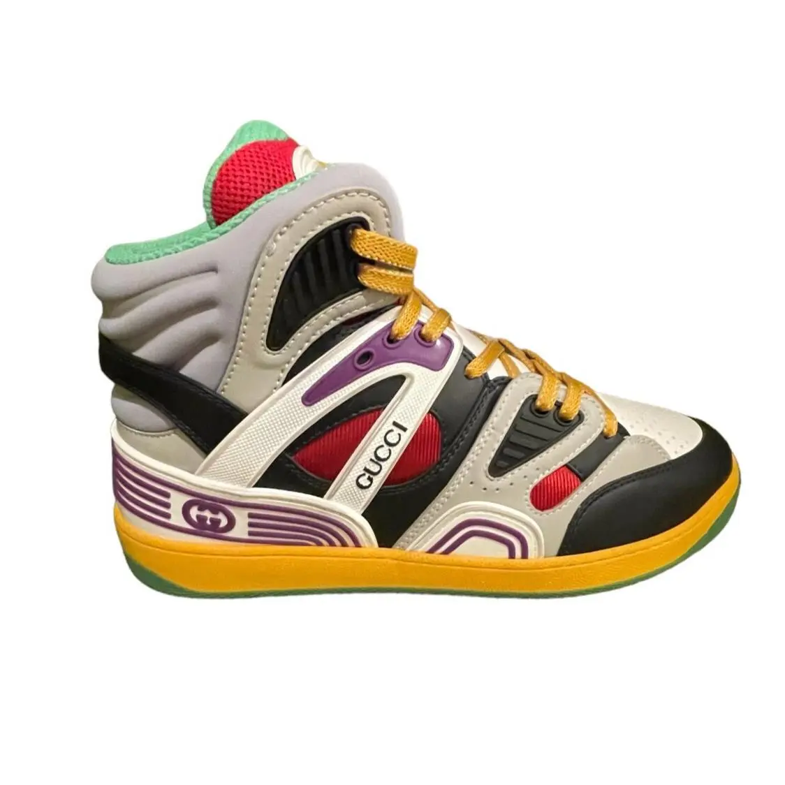 Leather Basket High Top Sneakers 661303  sz 6 Multi-color by Gucci
