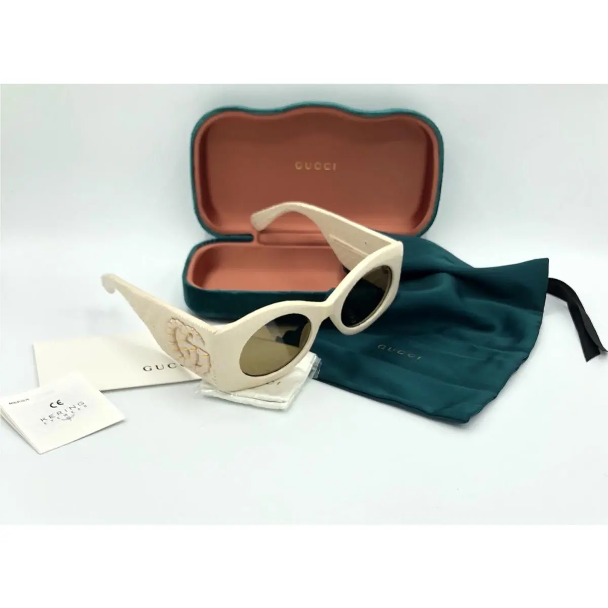 Matelasse Ivory Snake Leather Sunglasses GG0815S 002 0815 by Gucci