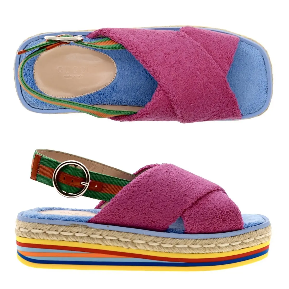 Terry Platform Espadrille Sandals Multicolor Size 37.5 by Gucci
