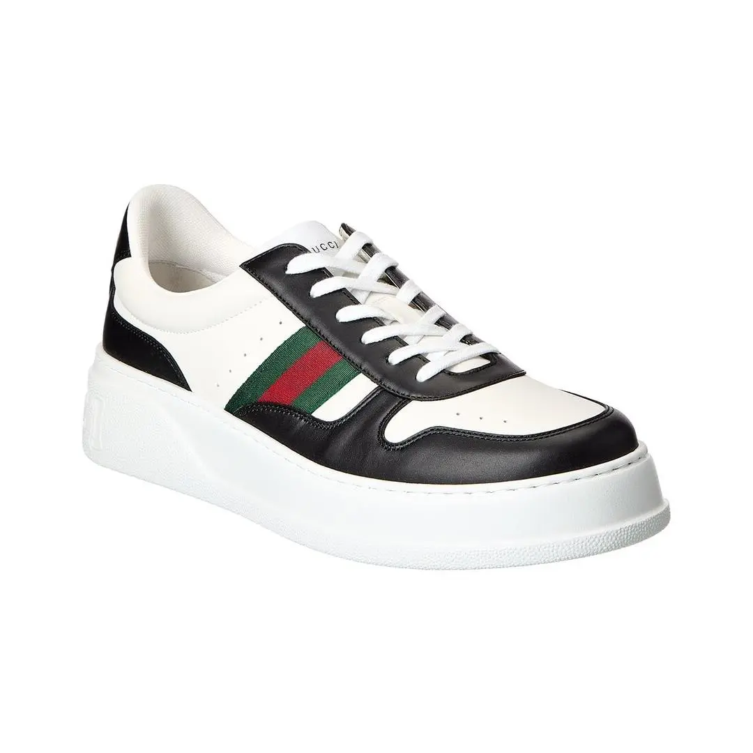Chunky Leather Sneaker Men`s White 11 Uk by Gucci