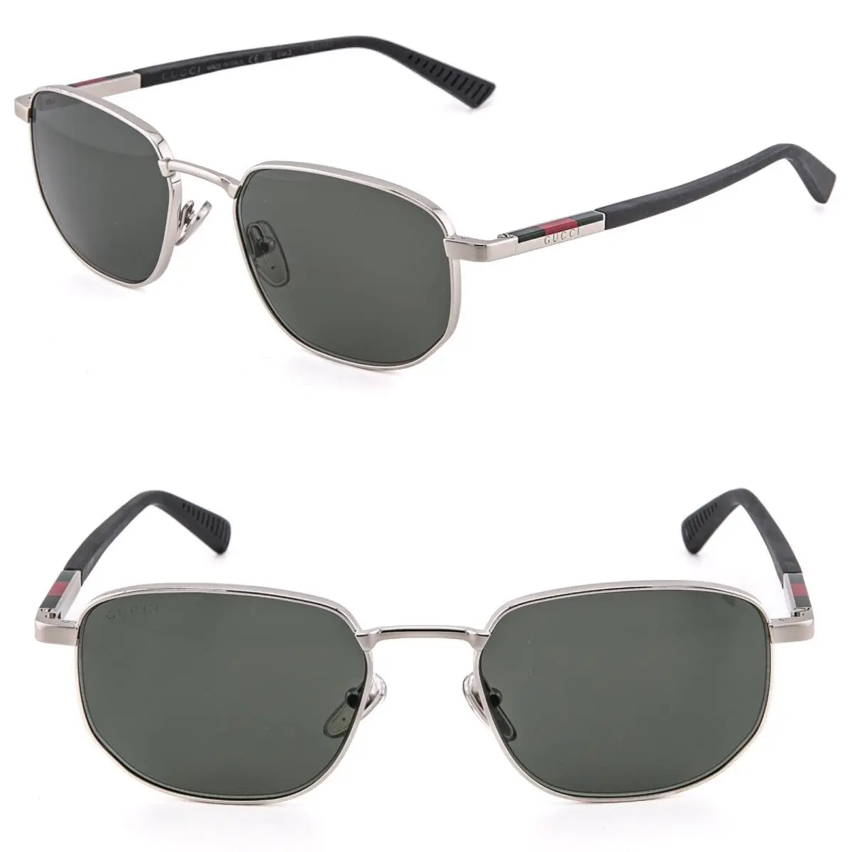 2093 Gg2093S Black Silver Stripe Logo Geometric Unisex Sunglasses 001 by Gucci