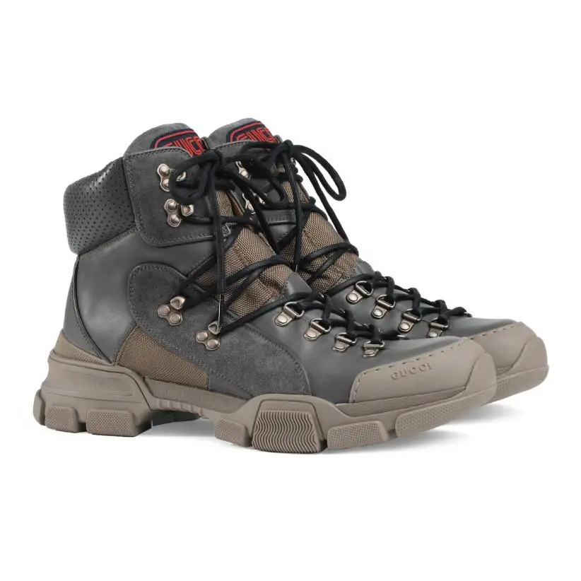 Gucci Men`s Gray Flashtrek High-top Sneaker D44113 Size 9.5 G - Gray
