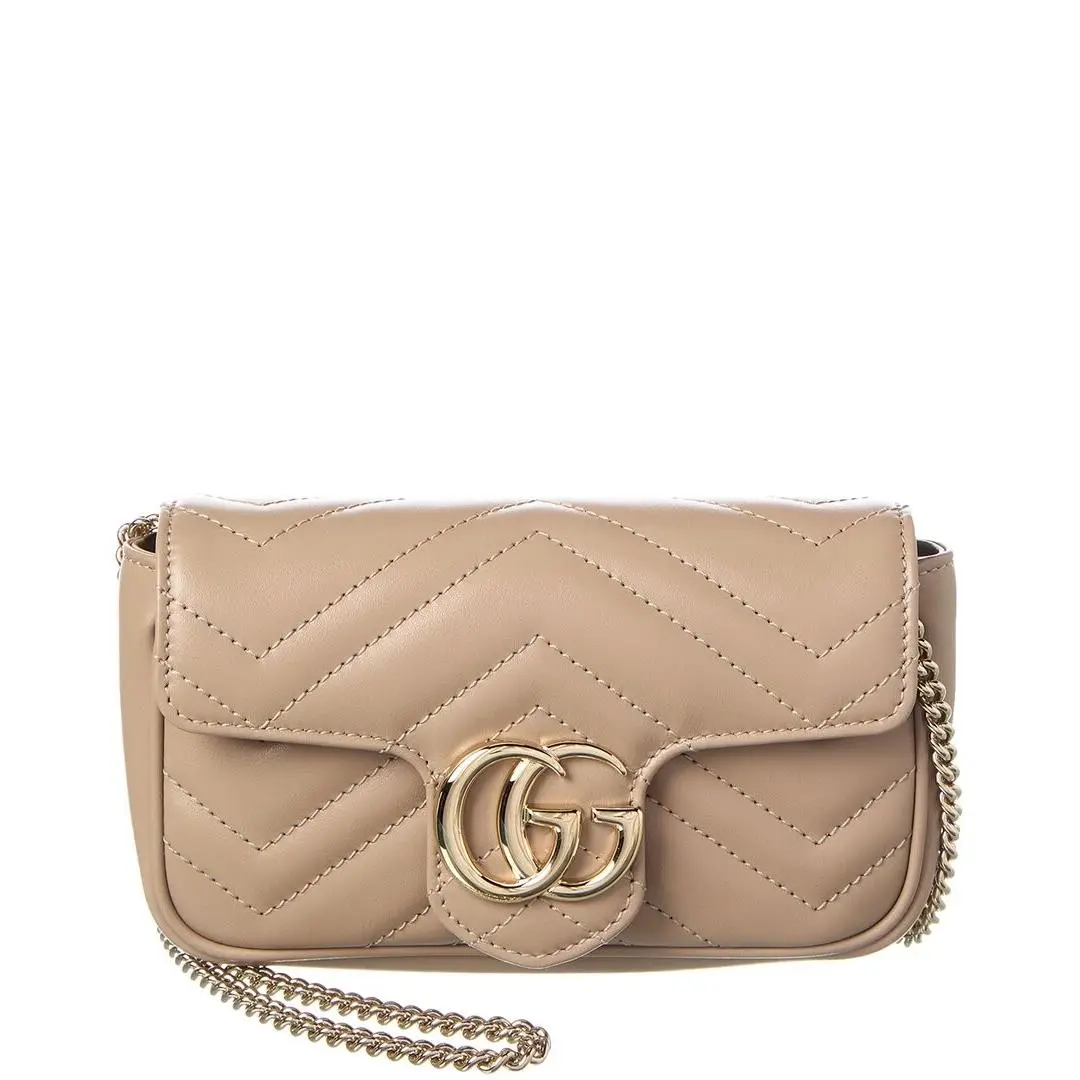 Gucci Gg Marmont Super Mini Leather Shoulder Bag Women`s Grey - Exterior: Grey