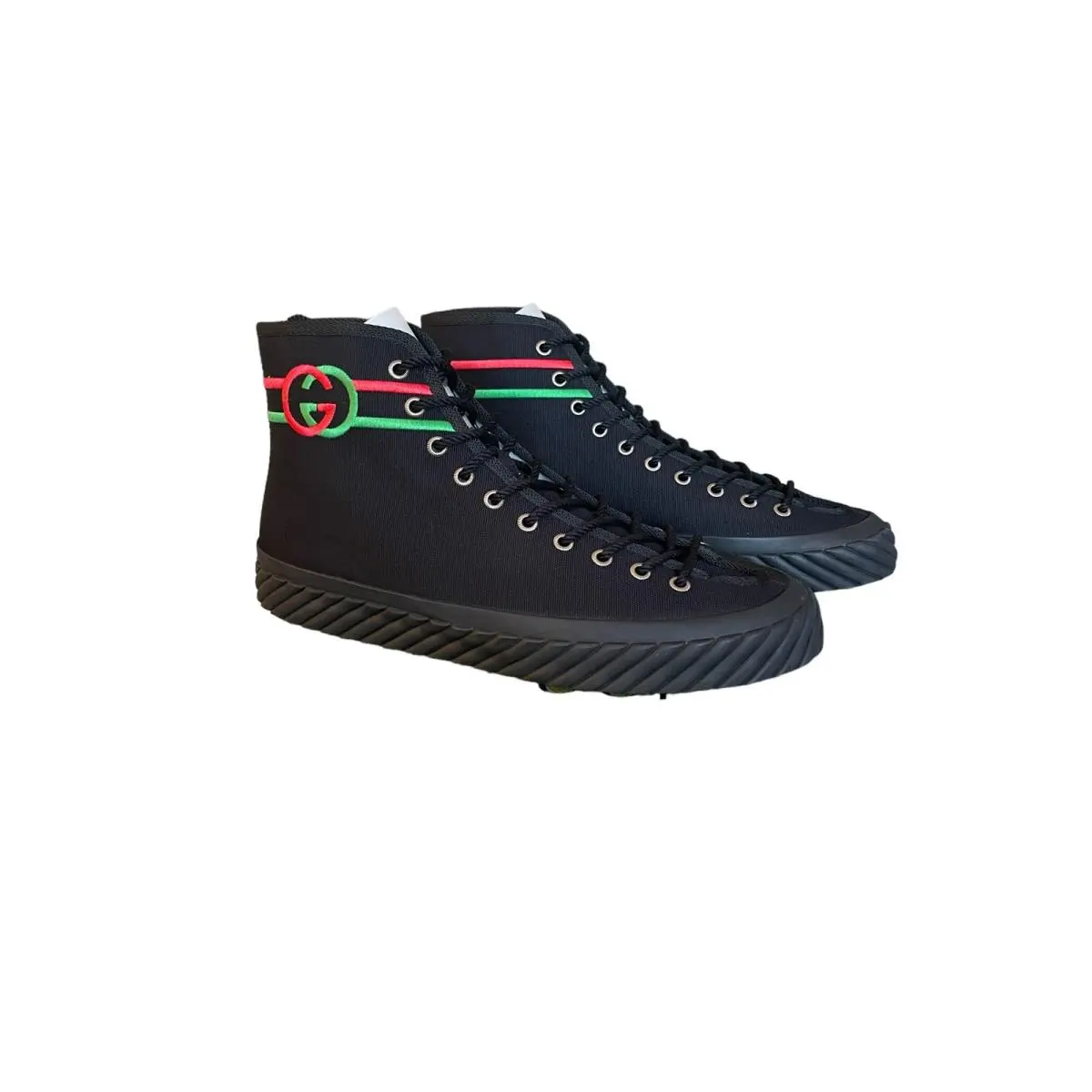 Men`s Sneaker Sepang Black Cloth GG High Top 733033 - Size  7.5 by Gucci