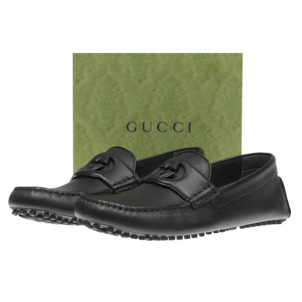 Gucci Luxury Black GG Interlocking Moccasin Driver Shoes 8/US 8.5