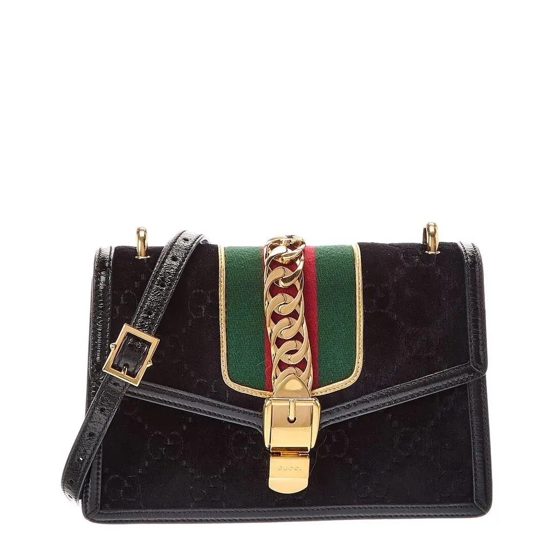Black Velvet Shoulder Bag Pre-loved Women`s by Gucci
