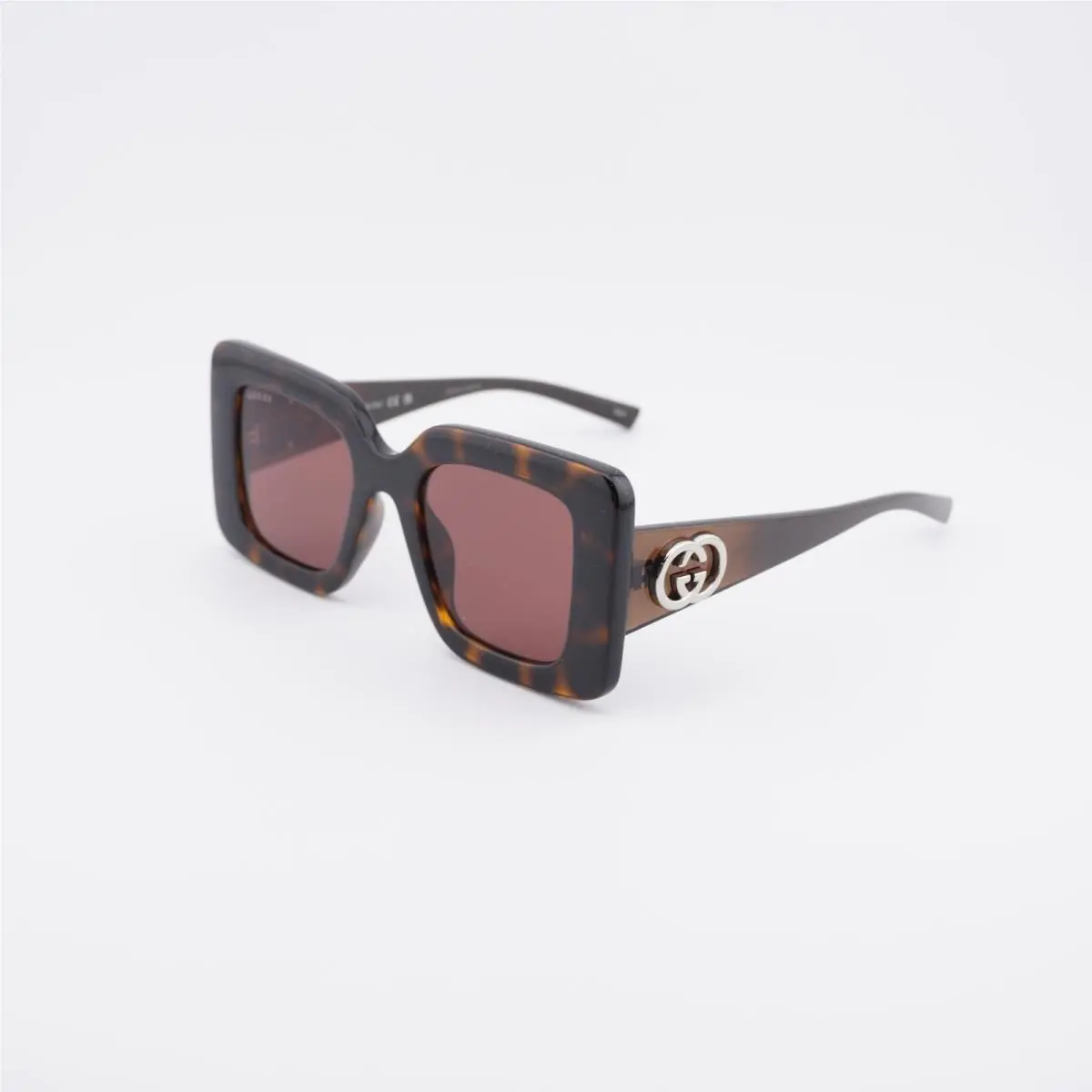 GG2025S 002 Brown Havana/solid Burgundy 49-21-140 Sunglasses by Gucci