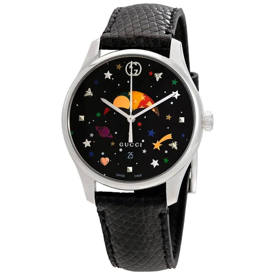 Gucci G-timeless Black with Stars and Planet Moonphase Dial Watch YA1264045