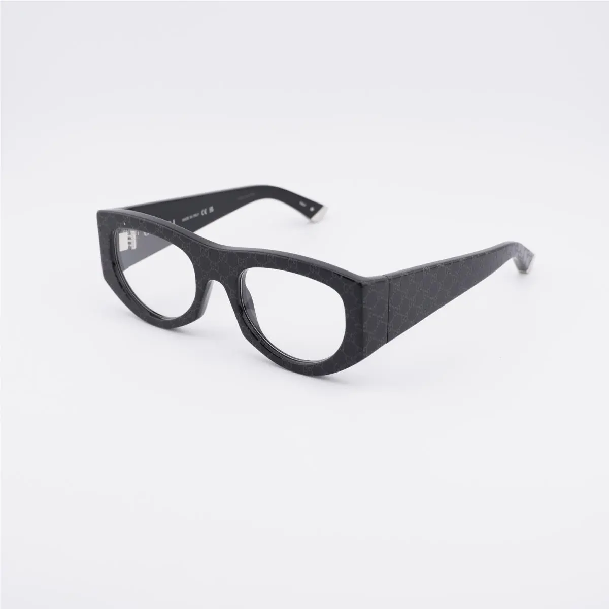 GG1918S 001 Shiny Black with GG Pattern/clear UV Lens 53-21-140 by Gucci