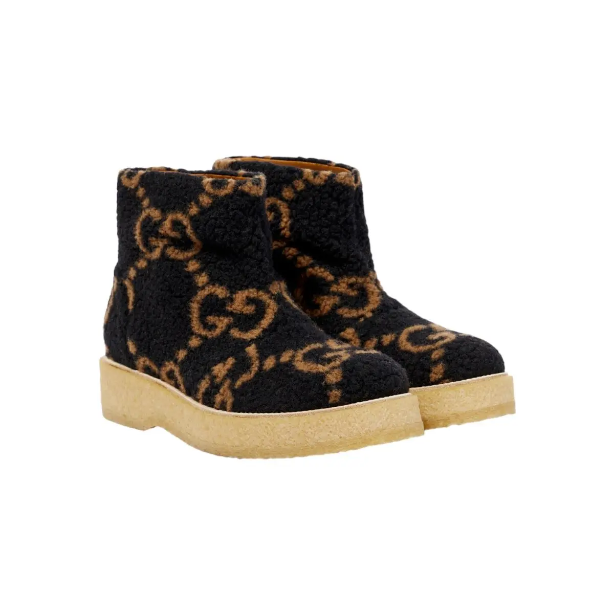 D4938 Mens Black/natural Tan GG Wool Effect Ankle Boots Size  8 by Gucci