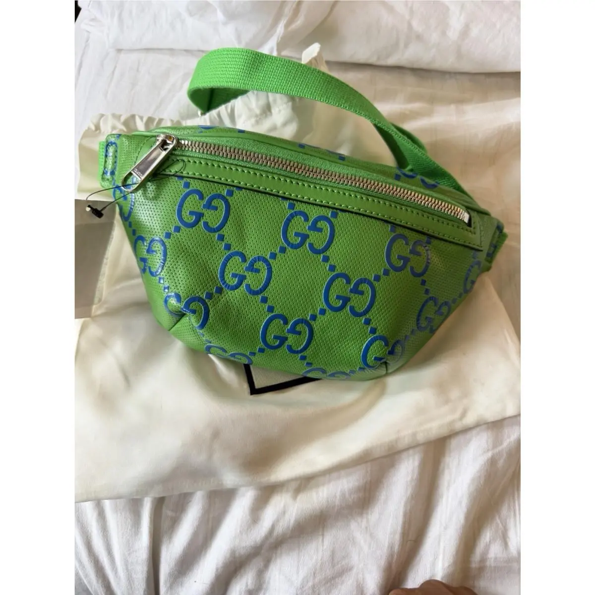 Green  Embossed Belt Bag by Gucci