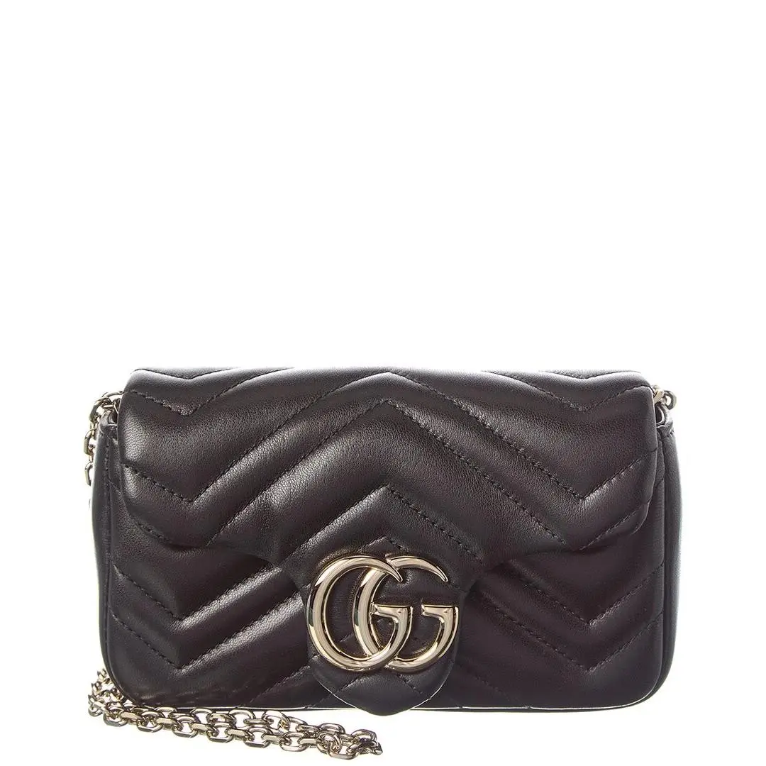 Gucci Gg Marmont Mini Leather Shoulder Bag Women`s Black - Exterior: Black