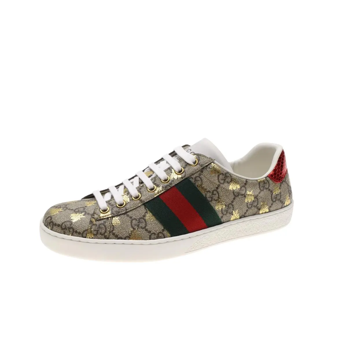 D1651 Mens Beige Gold Green Red Ace GG Supreme `bees` Sneakers Size 7.5 G by Gucci